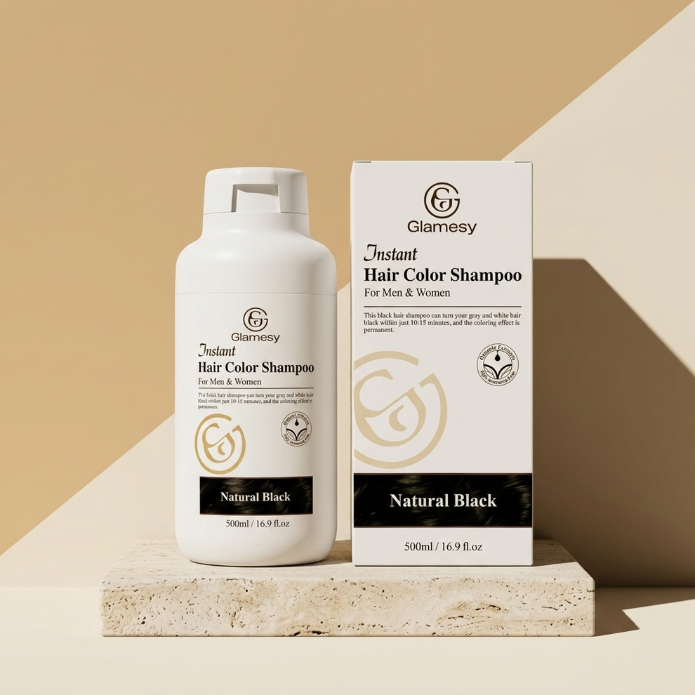 Glamesy shampoo bottle with retail box